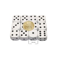 Set 12 zaruri de 16 mm, albe, de calitate, plastic opac